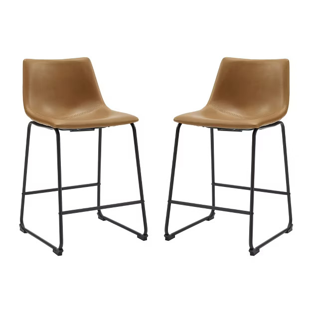 Set of 2 Laslo Modern Upholstered Faux Leather Counter Height Barstools - Saracina Home | Target