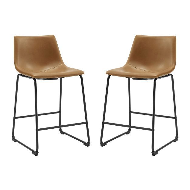 Set of 2 Laslo Modern Upholstered Faux Leather Counter Height Barstools - Saracina Home | Target