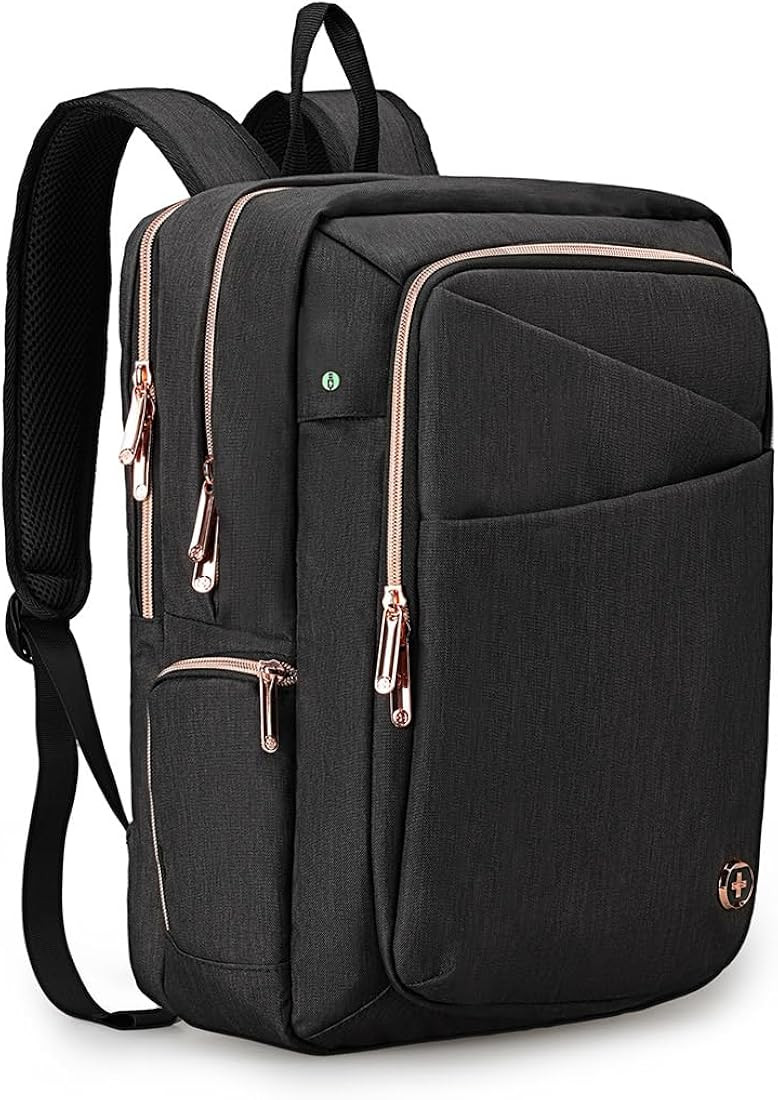 Design Katy Rose Women's Backpack Black with Rose Gold Zippers College Travel Laptop Backpack (15... | Amazon (US)