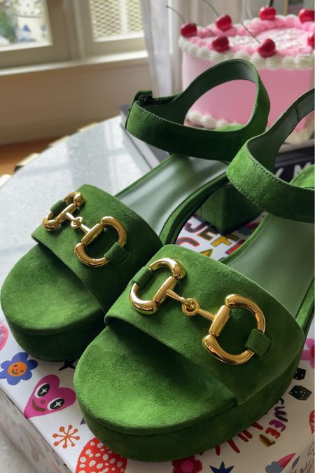 Timeless Platform Sandal, JEFFREY CAMPBELL, green suede and gold, heels, chunky platform and block heel, fall / winter, spring / summer, Nordstrom 

#LTKshoecrush #LTKworkwear #LTKstyletip