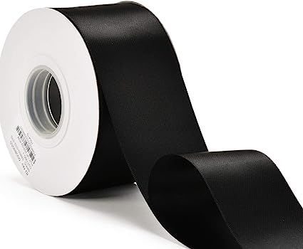 YAMA Double Face Satin Ribbon - 2 Inch 25 Yards for Gift Wrapping Ribbons Roll, Black | Amazon (US)