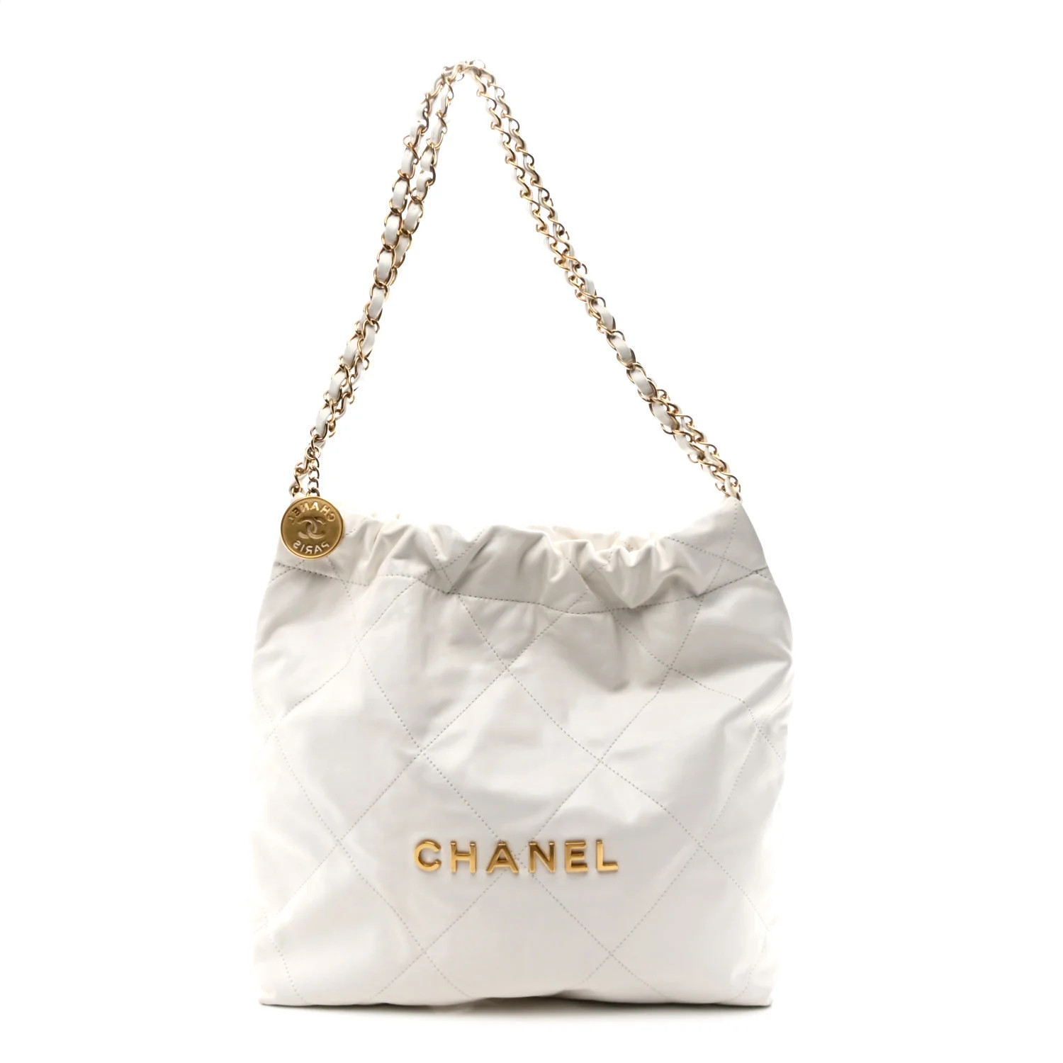 Shiny Calfskin Quilted Small Chanel 22 White | FASHIONPHILE (US)