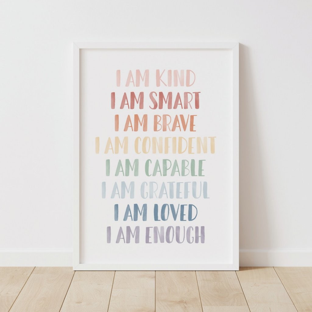 Rainbow Affirmations for Kids Nursery Decor | Zazzle