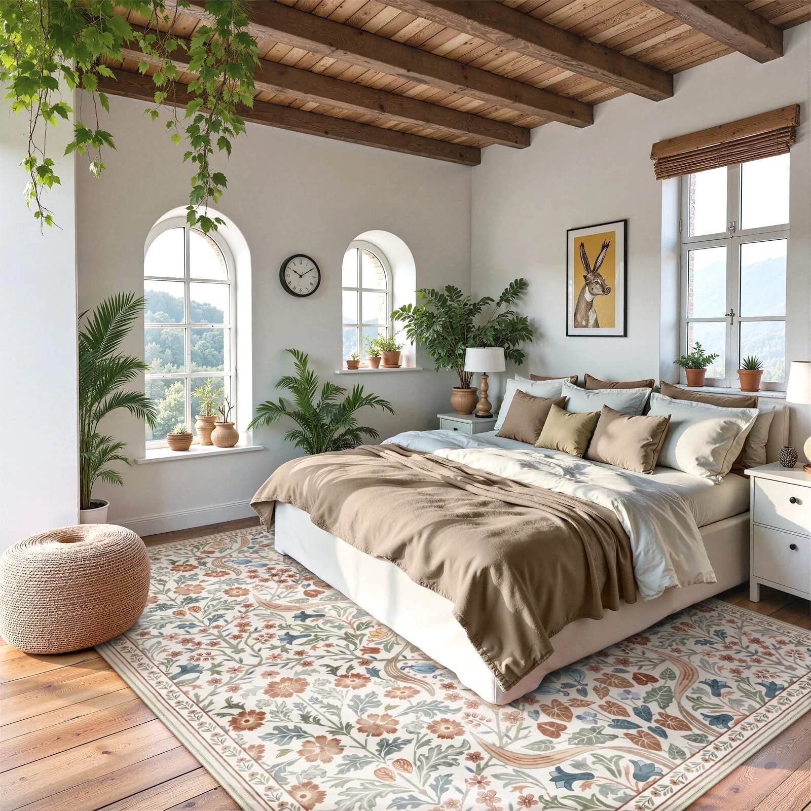 Lahome Floral Washable Rugs, 8x10 Area Rug for Living Room, Soft Large Boho Bedroom Rugs, Flower ... | Walmart (US)