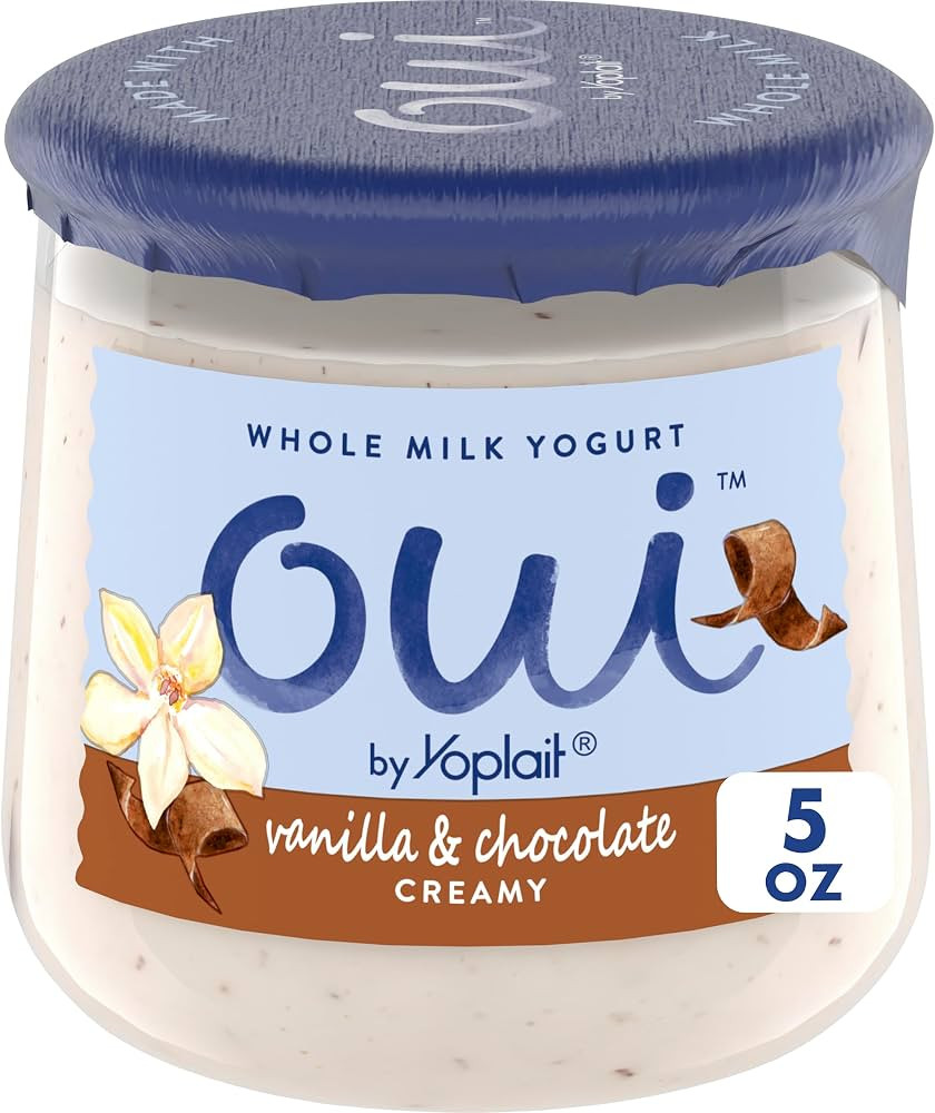 Oui by Yoplait Vanilla & Chocolate Whole Milk Yogurt, French Style Snack, 5 OZ Glass Jar | Amazon (US)
