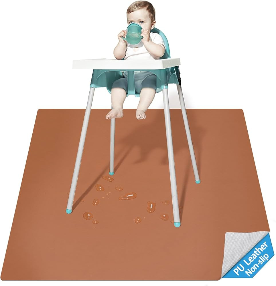 Splat Mat for Under High Chair, 51in PU Waterproof Dirt-Proof Anti-Slip High Chair Mat, Washable ... | Amazon (US)