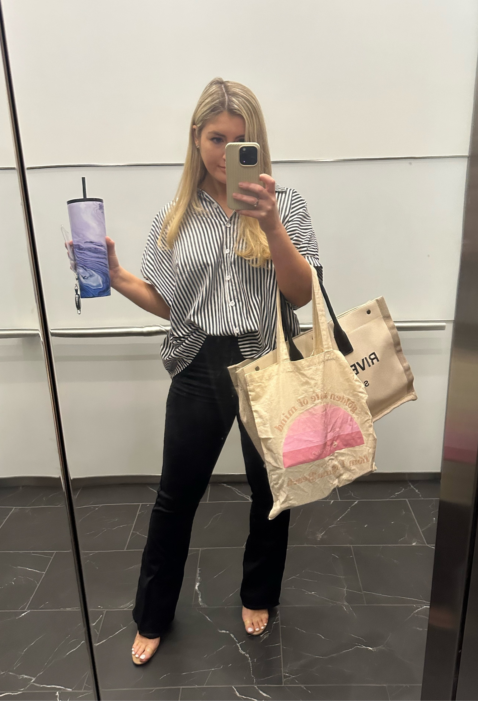 Office Look - my FAVORITE jeans in the whole world are now on sale at Joe’s Jeans website, $100 off!! They are the perfect bootcut black jeans that make your waist look tiny. Shirt is SHEIN, shoes Steve Madden, work purse is Saint Laurent. 

#LTKworkwear #LTKsalealert #LTKunder100