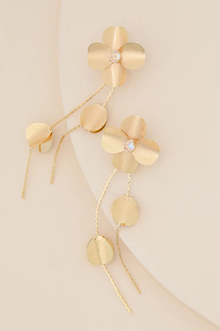 Francis Gold Flower Chain Drop Earrings | Lulus