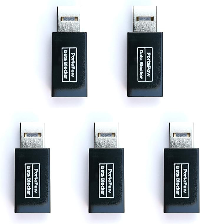 PortaPow USB Data Blocker (Black 5 Pack) - Protect Against Juice Jacking | Amazon (US)