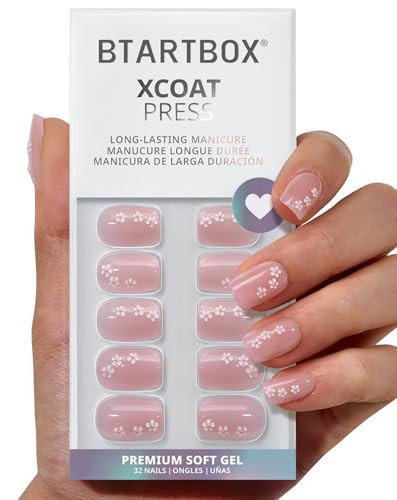 BTArtbox Press On Nails Short - Petalfall, Lamp-Curable 4-Week Wear 3D Flower Pink Square Press On Nails with Glue and Adhesive Tabs, Easy-to-Apply in 16 Sizes - 32 Nails All-in-One Kit | Amazon (US)