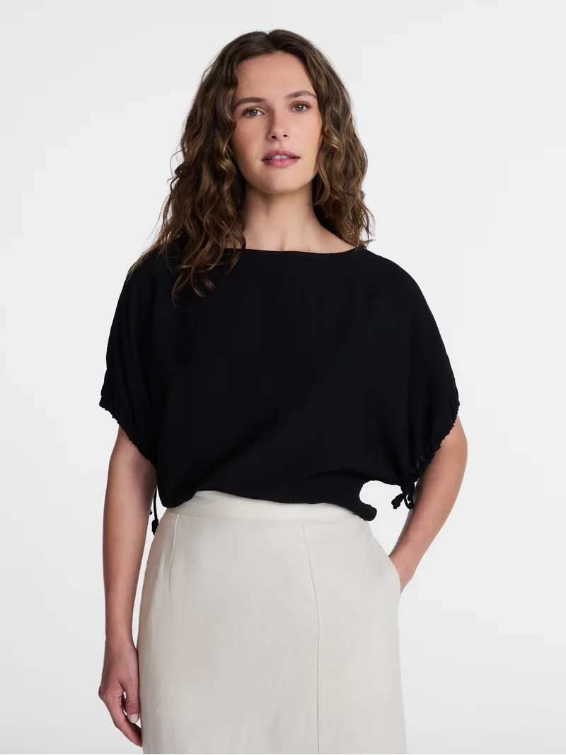 Time and Tru Women's Boatneck Top with Dolman Sleeves, Sizes XS-XXXL | Walmart (US)