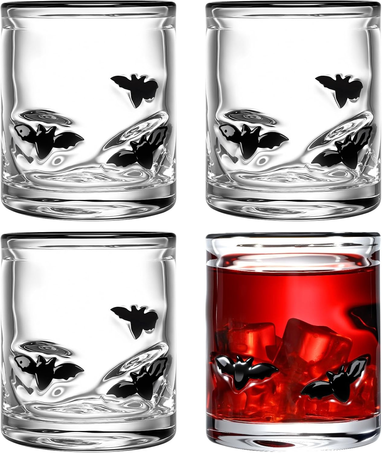 SiliFine 4 Pack Halloween Icon Glass Cups, 14 oz Bat Juice Glasses Gifts | Amazon (US)