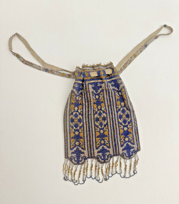 Vintage 1920s Art Deco Beaded Drawstring Flapper Bag Geometric Gold & Navy Blue! | eBay | eBay US