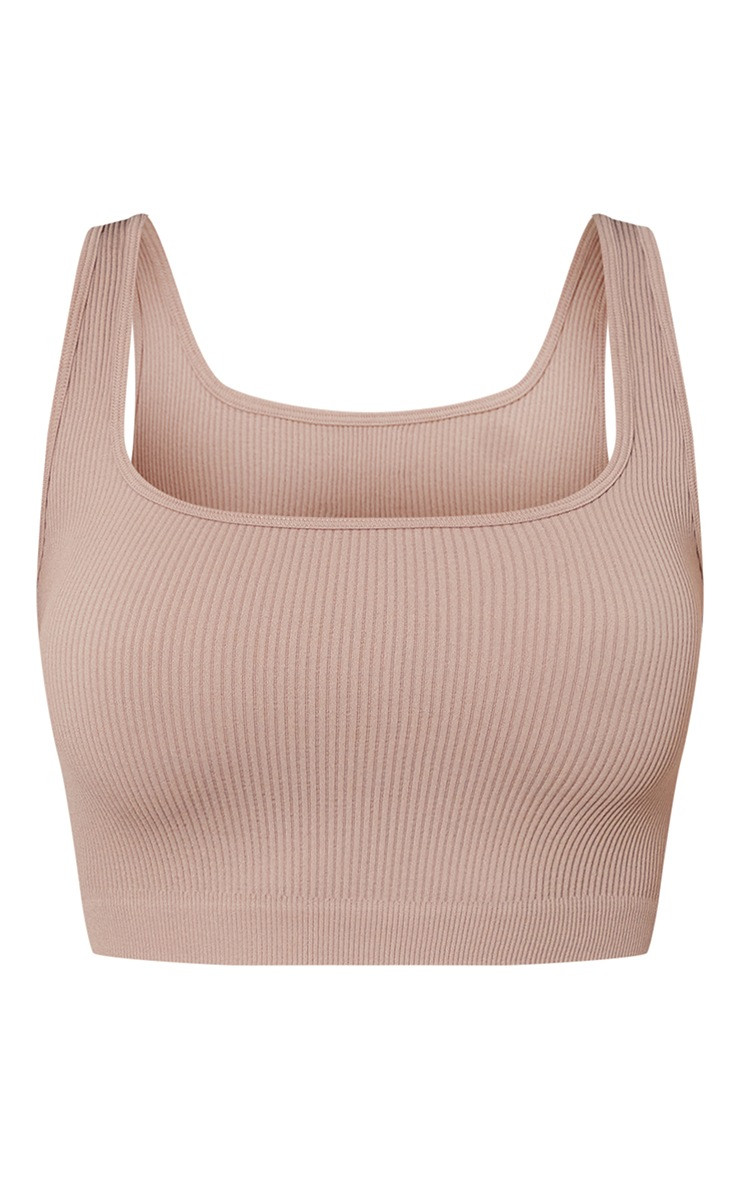 Stone Contour Rib Sleeveless Crop Top | PrettyLittleThing UK