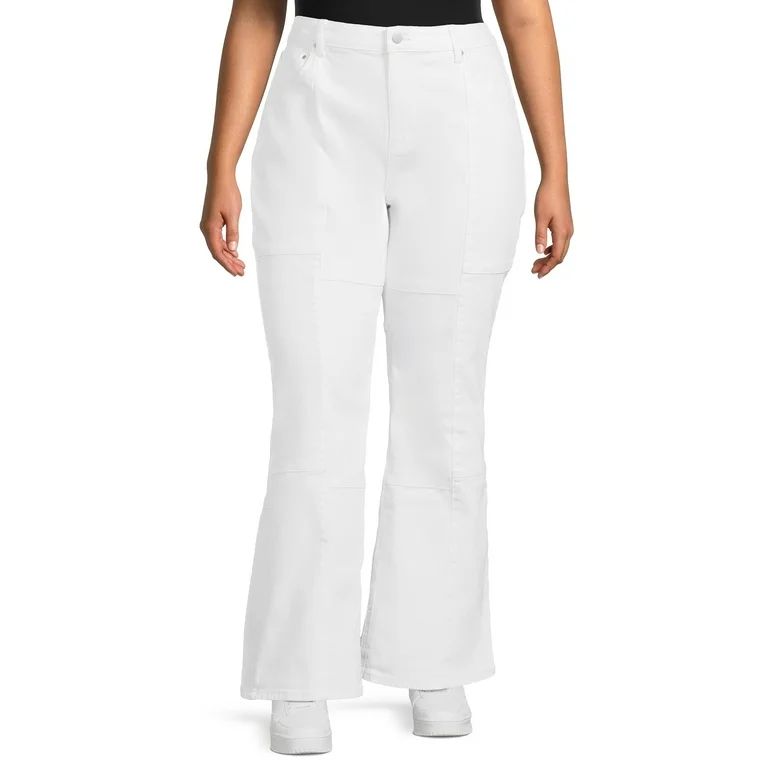 No Boundaries Juniors Plus Size High Rise Pieced Flare Jeans, 31.5" Inseam, Sizes 19-25 | Walmart (US)