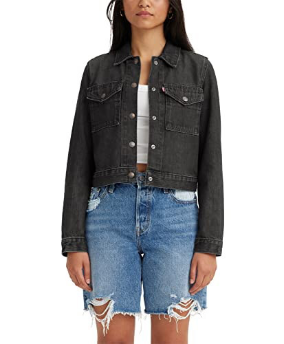 Levi's Women's Original Snap Trucker, (New) Black Stonewash, X-Large | Amazon (US)