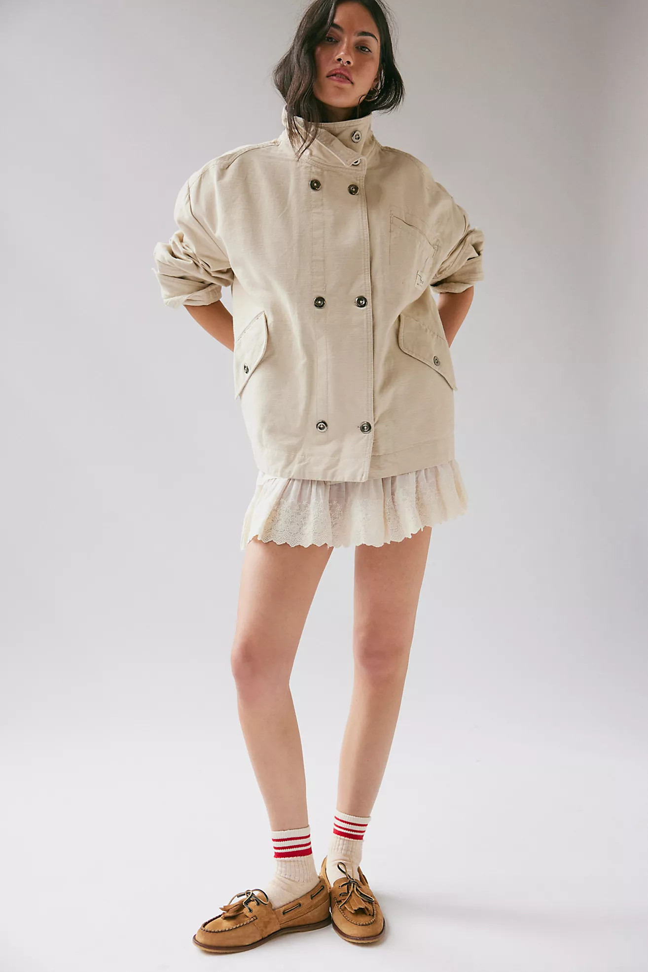 We The Free Collins Washed Canvas Funnel-Neck Jacket | Free People (UK)