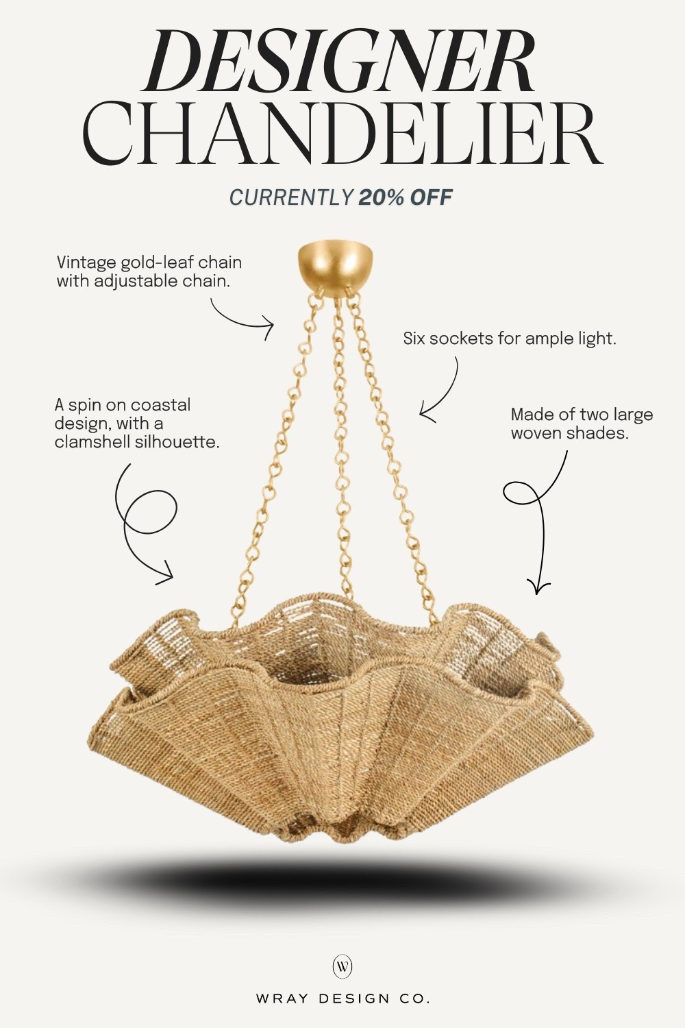 Sale alert on this STUNNING chandelier! With a vintage gold leaf chain and woven shades, this designer chandelier is guaranteed to provide a “wow” factor. // Light fixtures, lighting fixture, coastal chandelier, Wayfair deals, dining room light fixture.

#LTKSaleAlert #LTKHome