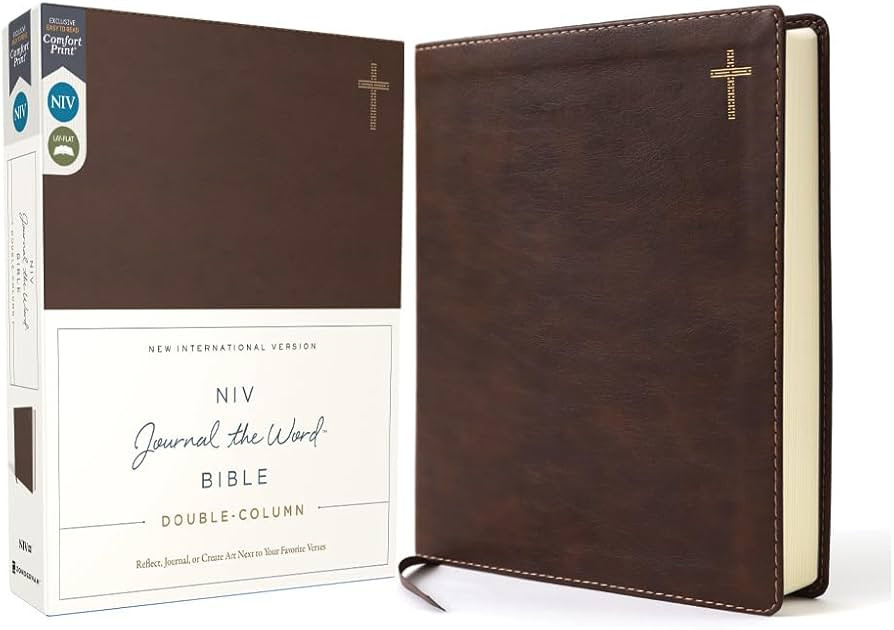 NIV, Journal the Word Bible (Perfect for Note-Taking), Double-Column, Leathersoft, Brown, Red Let... | Amazon (US)