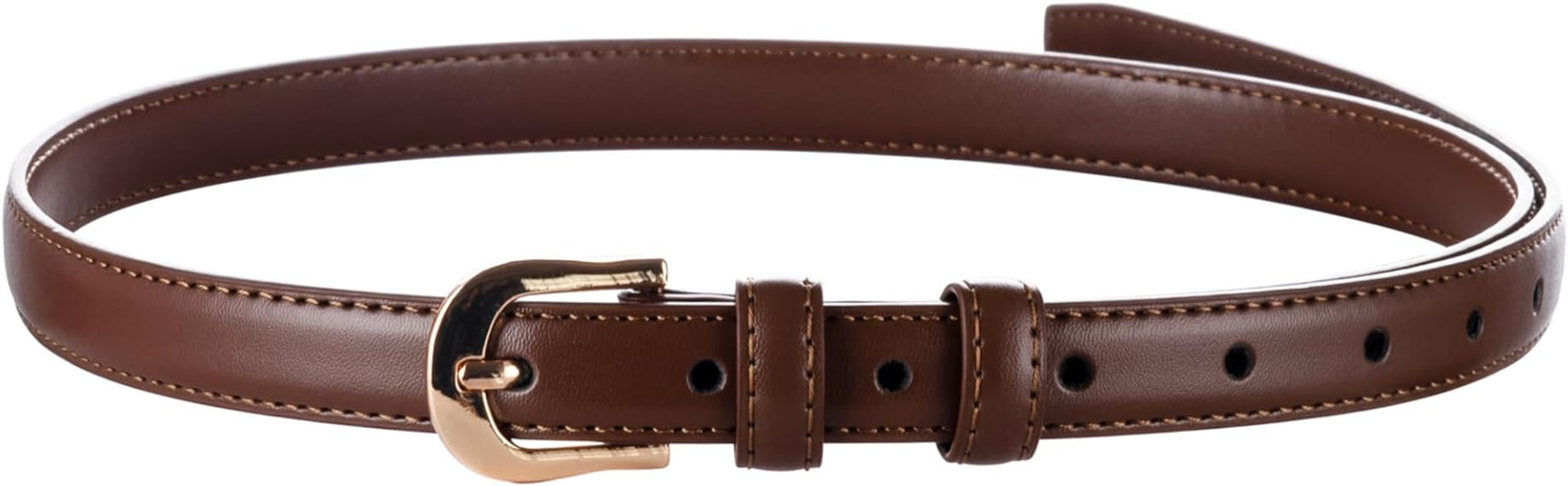Women's Skinny Leather Belt for Jeans Dresses Pants Ladies Thin Soft Waistband with Gold Buckle B... | Amazon (US)