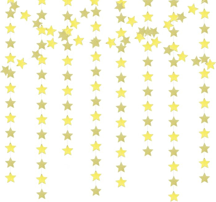 Glitter Gold New Years Eve Party Decorations Garland-Hanging Christmas Paper Star Streamer Banner... | Amazon (US)
