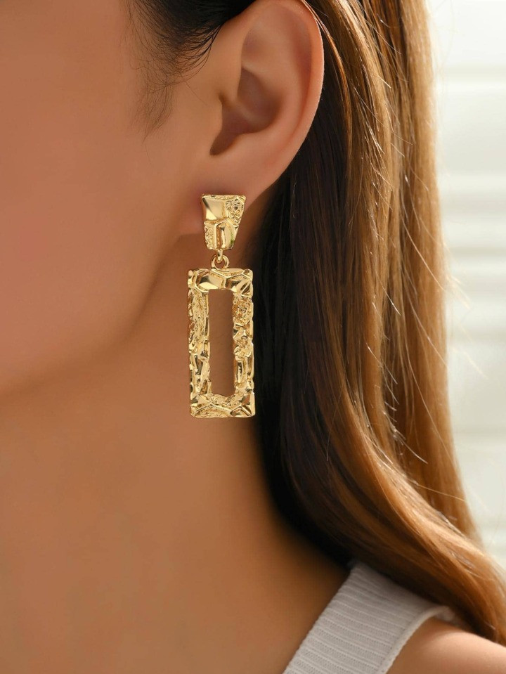 Textured Rectangle Drop Earrings | SHEIN
