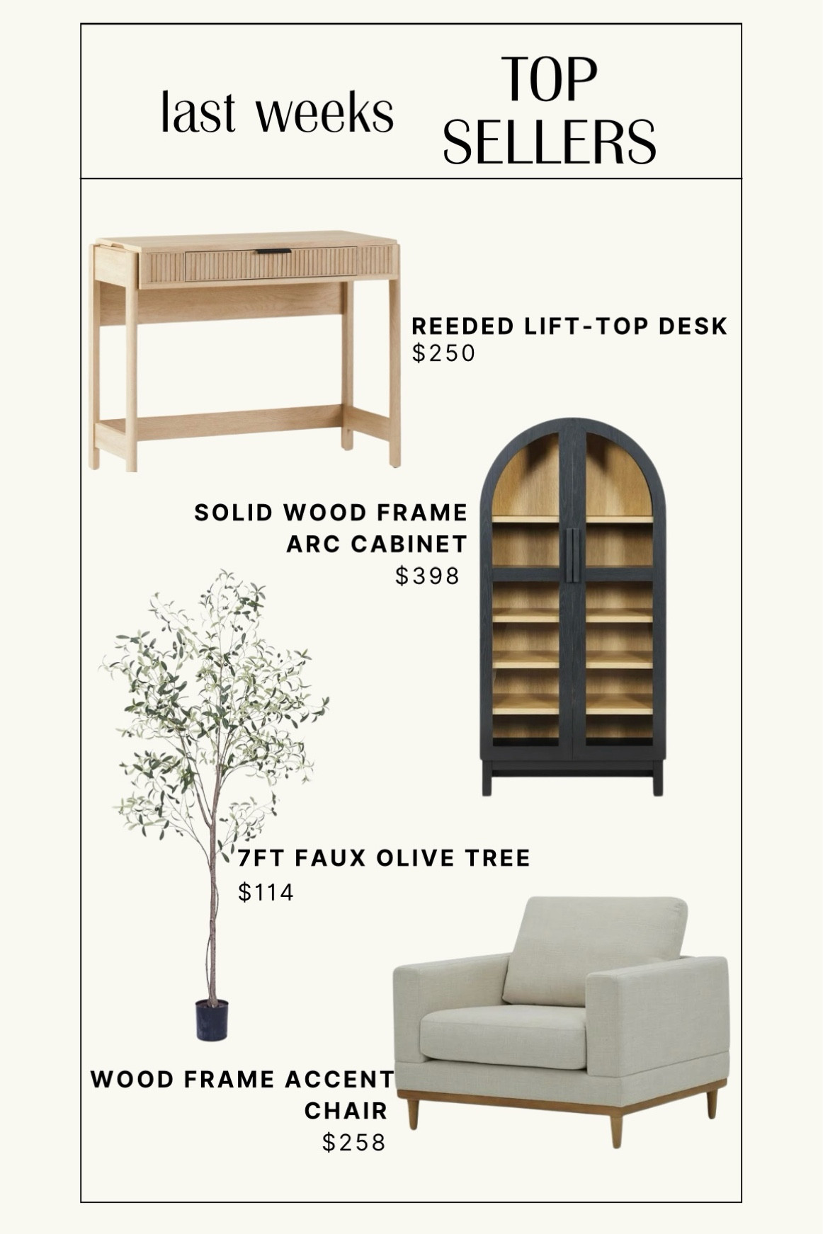 Some favorites from last week for the home!

Arch cabinet under $400

7ft faux olive tree

Accent chair under $260

Modern Reeded stand up desk 


Home finds | Home decor | affordable home styling | affordable turning | neutral home 

#LTKHome #LTKSaleAlert
