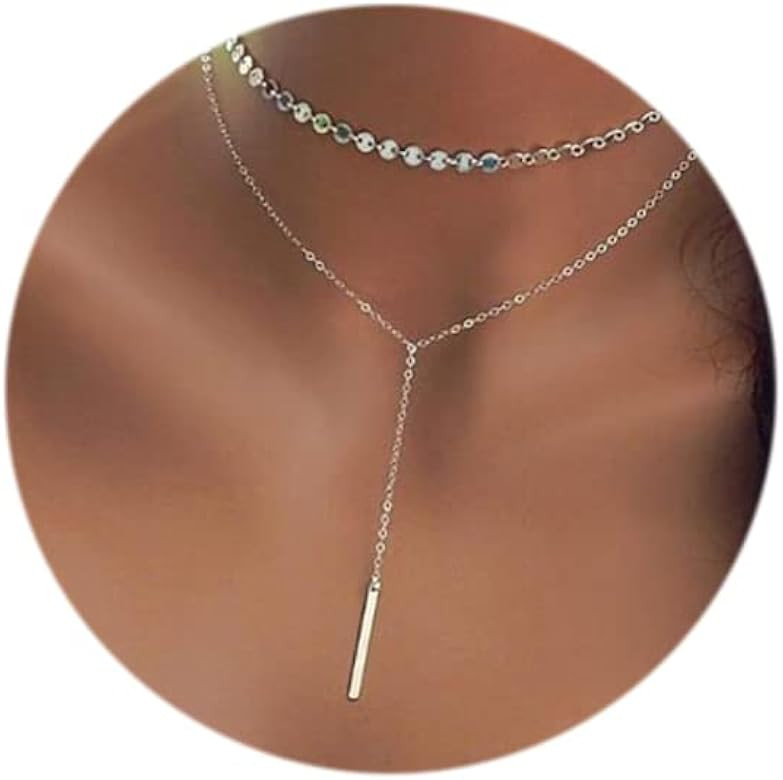 Jovono Boho Choker Necklaces Layered Star Pendant Necklace Chain Rhinestone Necklace Chain Jewelr... | Amazon (US)