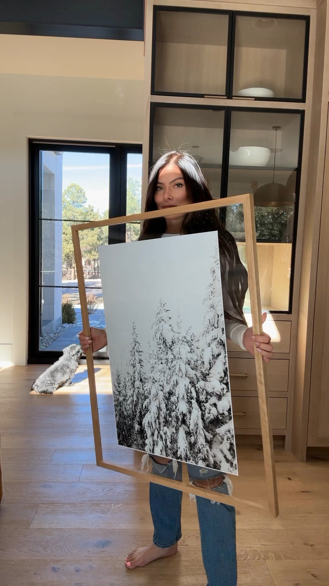 I love these floating wood frames. They come in 4 different colors. I have the natural color in the 29x37. I printed the prints off at Walgreens but I heard Walmart is better! Then used regular tape to stick inside the frame. Pottery Barn. Christmas decor. Picture frames. 

#LTKVideo 

#LTKHome #LTKHoliday