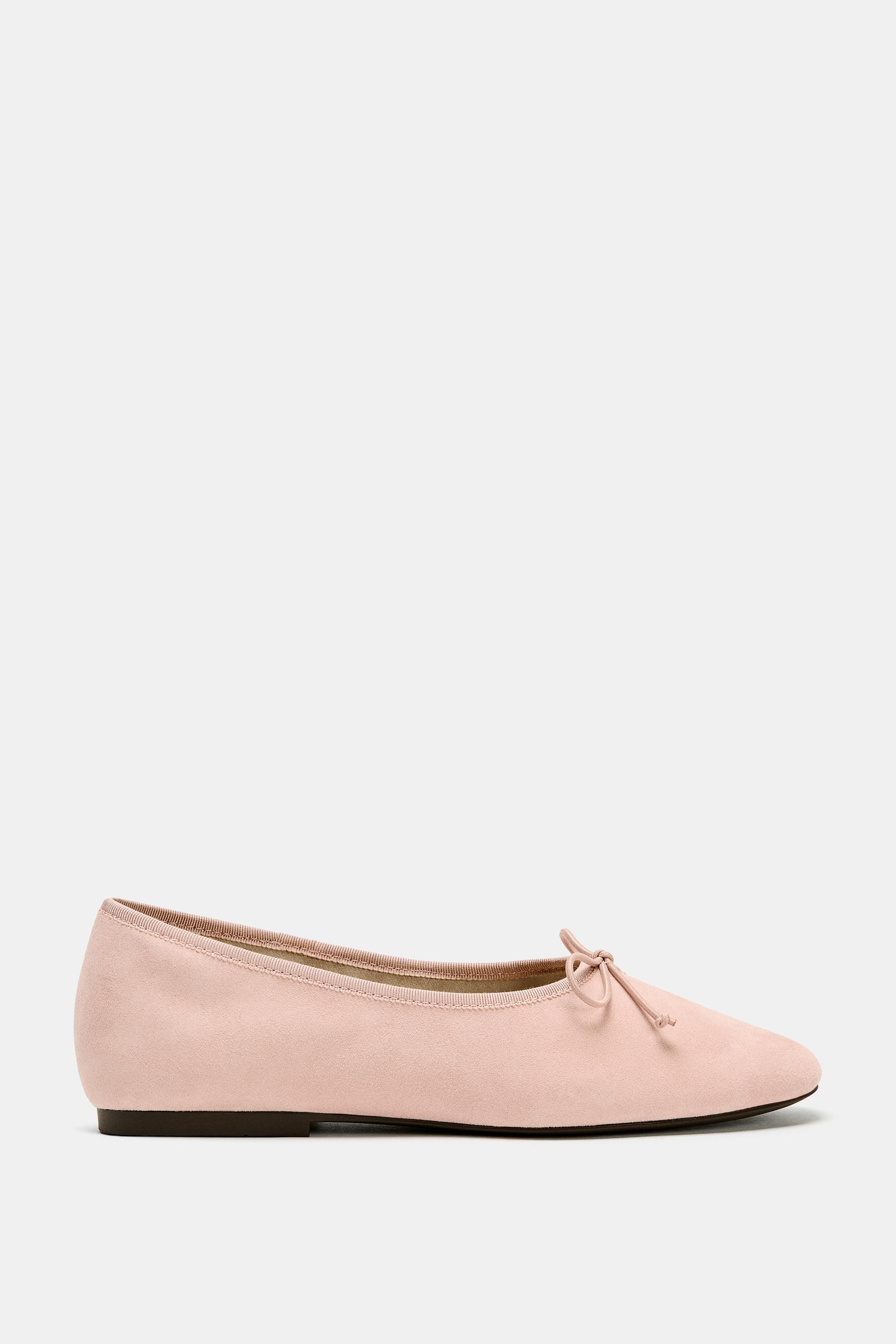 SUEDE BALLET FLATS WITH BOW | Zara US