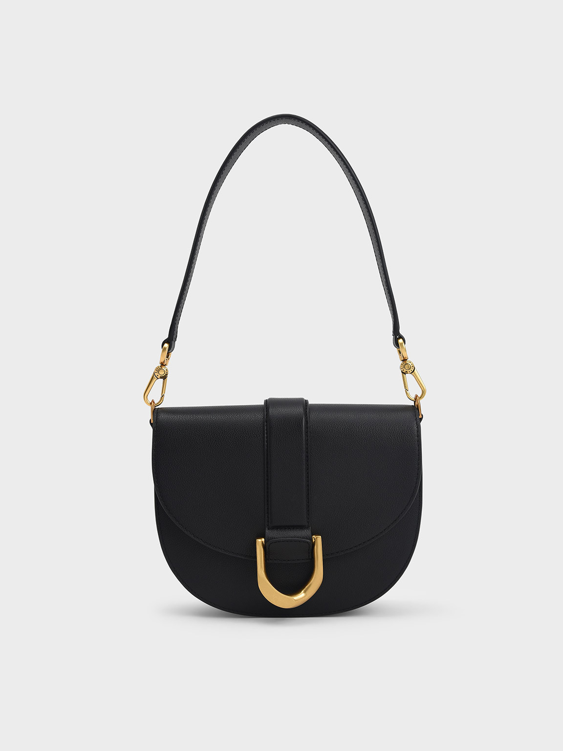 Black Gabine Leather Saddle Bag​ | CHARLES & KEITH | Charles & Keith US