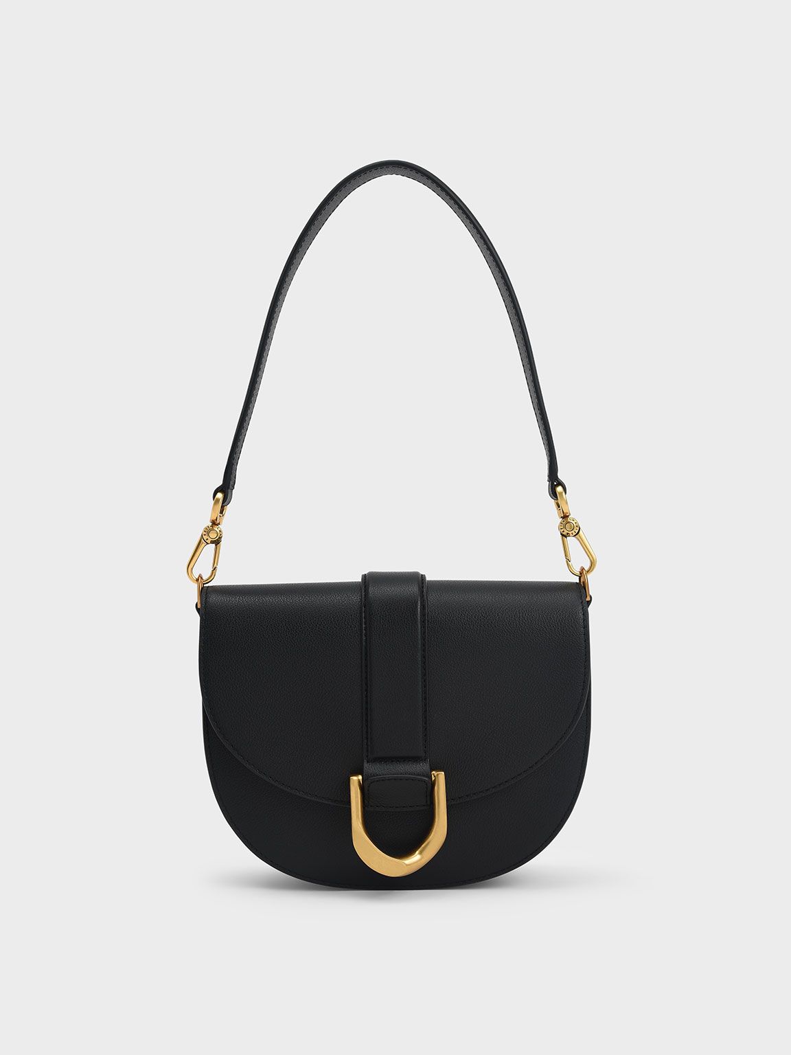 Gabine Leather Saddle Bag​
    
         - Black | Charles & Keith US