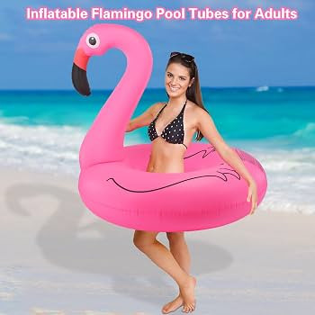 Sinbyuer Flamingo Inflatable Pool Floats, 42Inch Pool Tubes Swim Ring Pink Pools Float, Inner Tub... | Amazon (US)