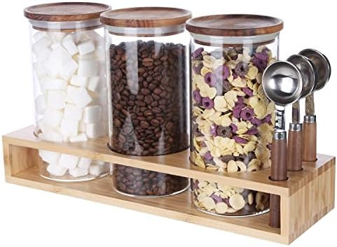 KKC Sealed Glass Containers with Wood Lids,Airtight Glass Jar Containers with Scoops Kitchen Coun... | Amazon (US)