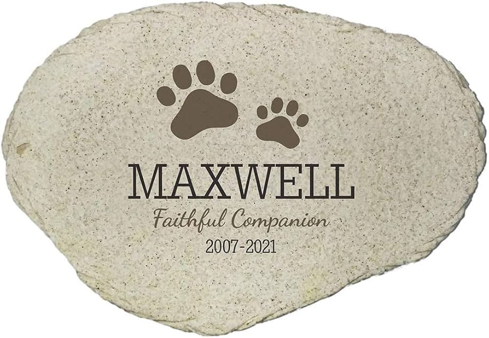 GiftsForYouNow Paws Personalized Pet Memorial Garden Stone, Made of Resin, Flat Design, UV Printe... | Amazon (US)