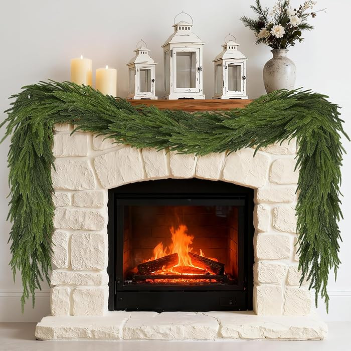 6FT Artificial Norfolk Pine Garland, Realistic Real Touch Christmas Garland, Faux Fake Greenery G... | Amazon (US)