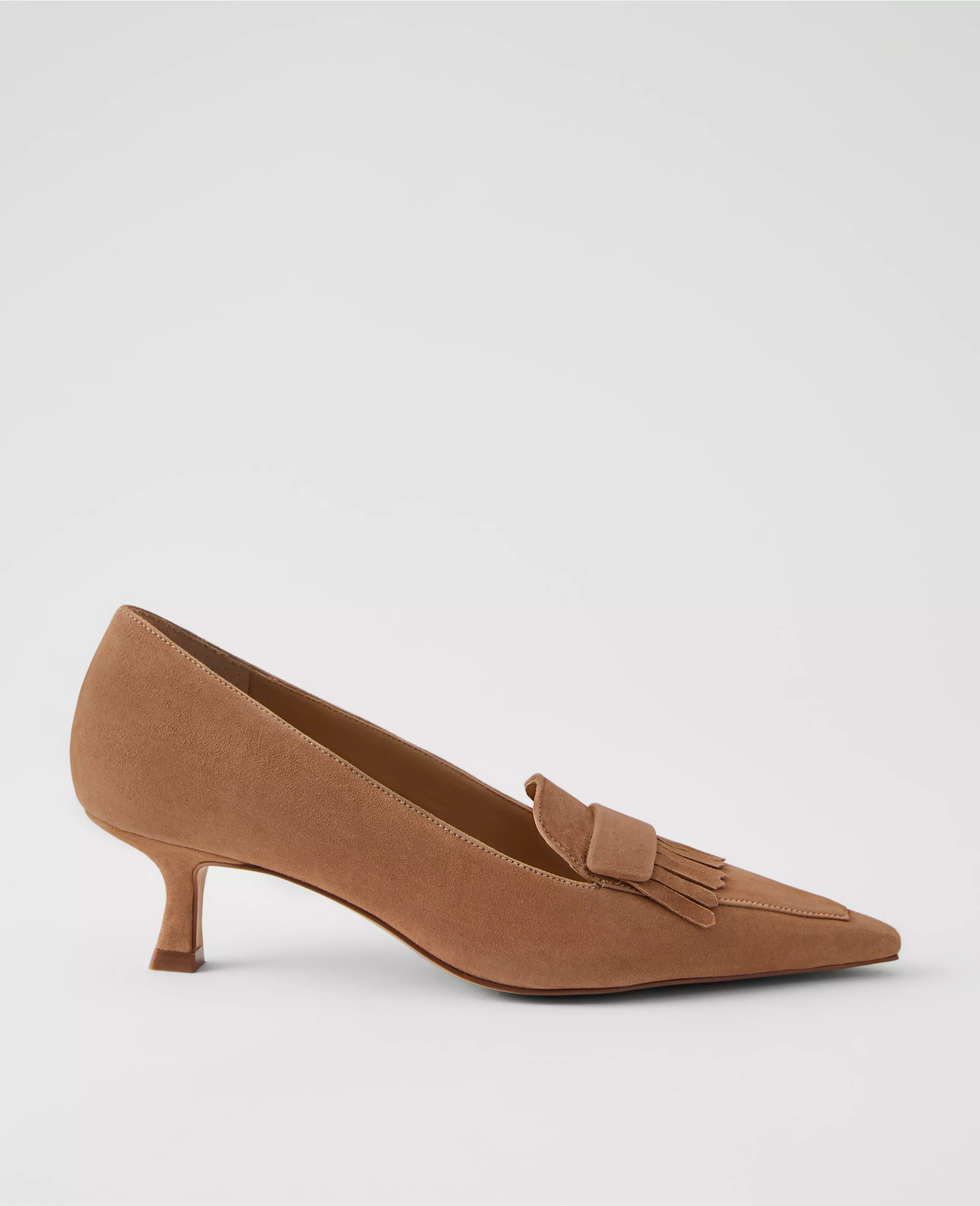 Suede Tapered Heel Kiltie Pump | Ann Taylor