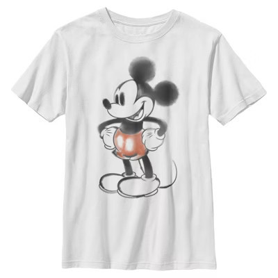 Boys Mickey & Friends Watercolor Mickey T Shirt - White - Small | Target