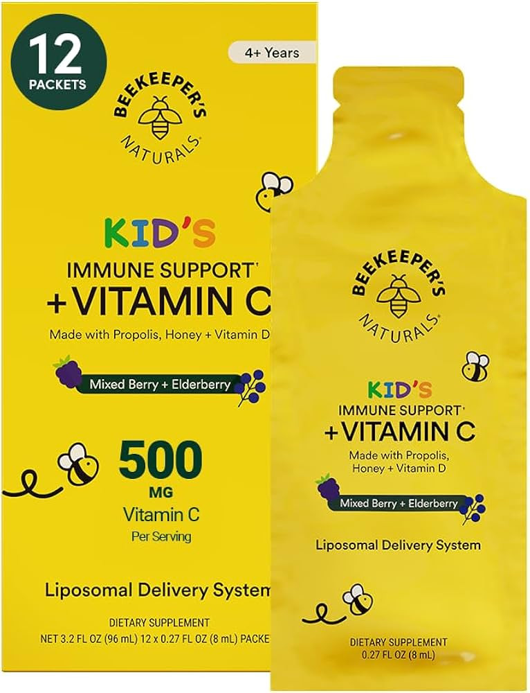 Kid's Immune Liposomal Vitamin C by Beekeeper's Naturals, 500 mg Vitamin C, Elderberry, Vitamin D... | Amazon (US)