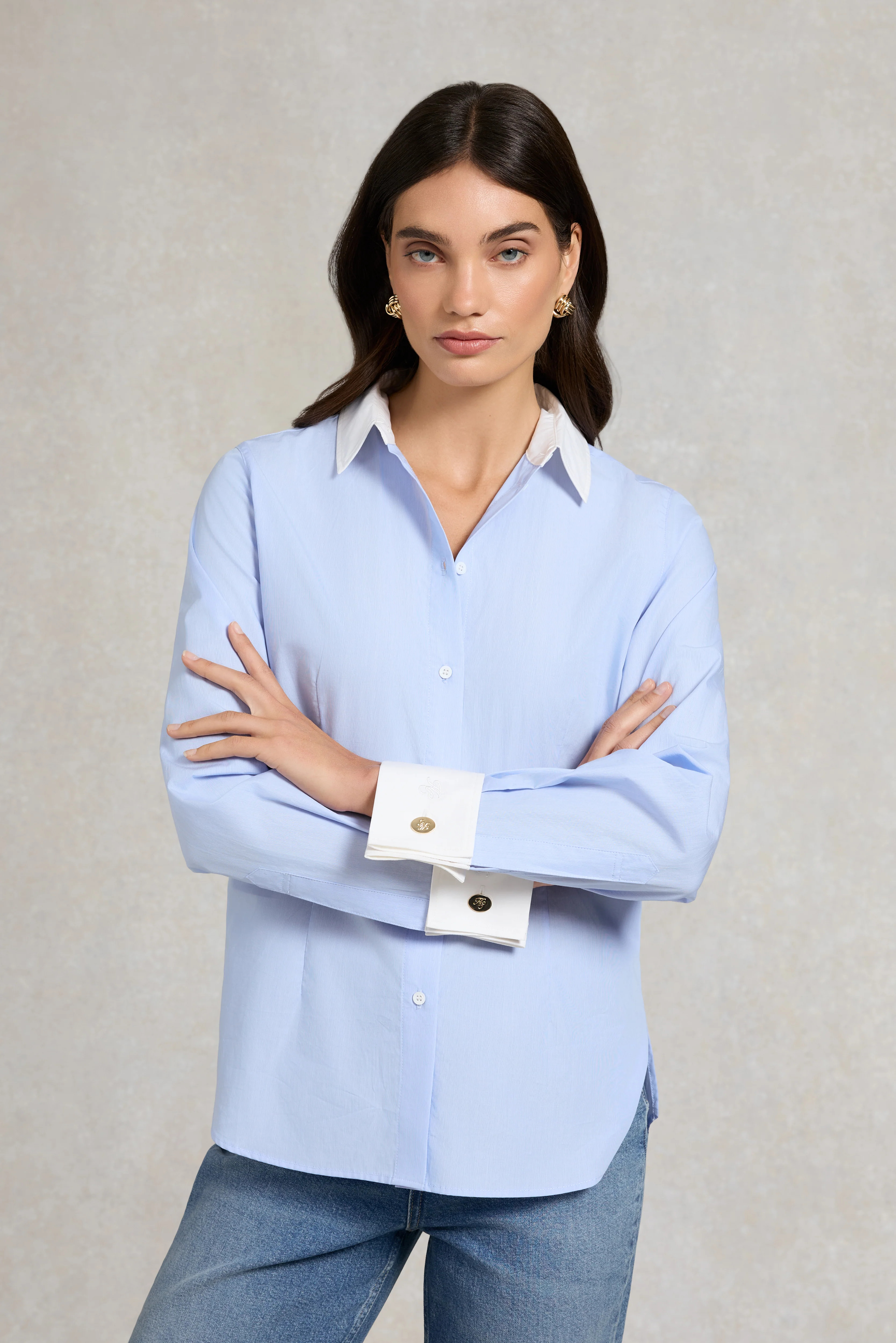 Louisa Shirt (Pale Blue Fine Stripe) | Holland Cooper