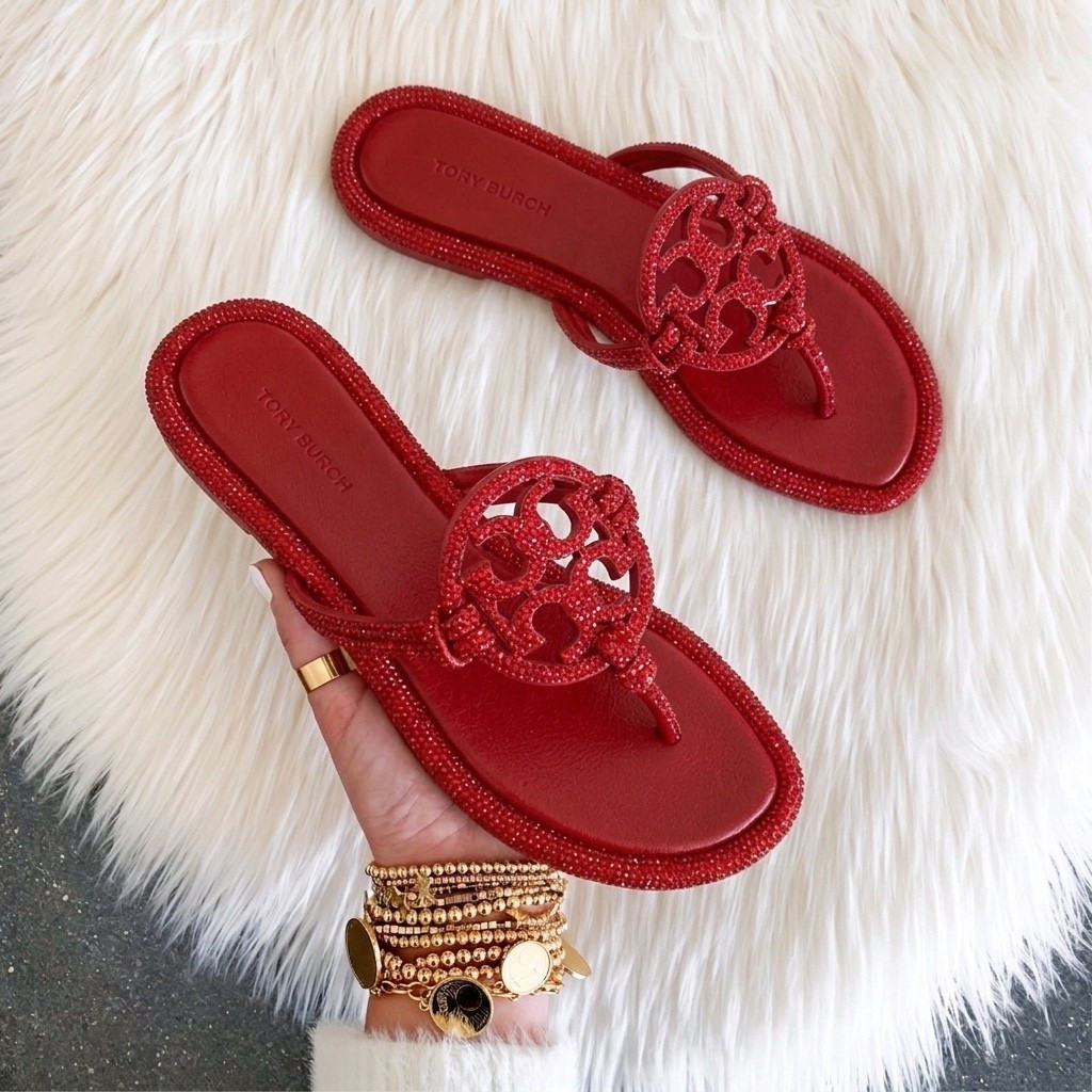 Tory Burch miller pave knotted sandals come in over ten colors. I go up a 1/2 size