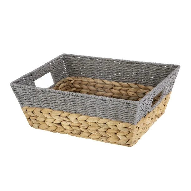 Better Homes & Gardens Small Storage Basket with Handles, Gray and Natural | Walmart (US)