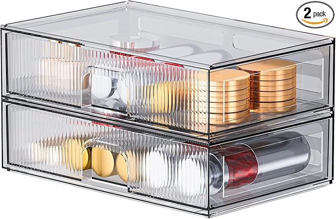 ZHIAI Stackable Storage Drawer, 2 Piece Acrylic Organiser for Cosmetics and Beauty Products, Suit... | Amazon (US)