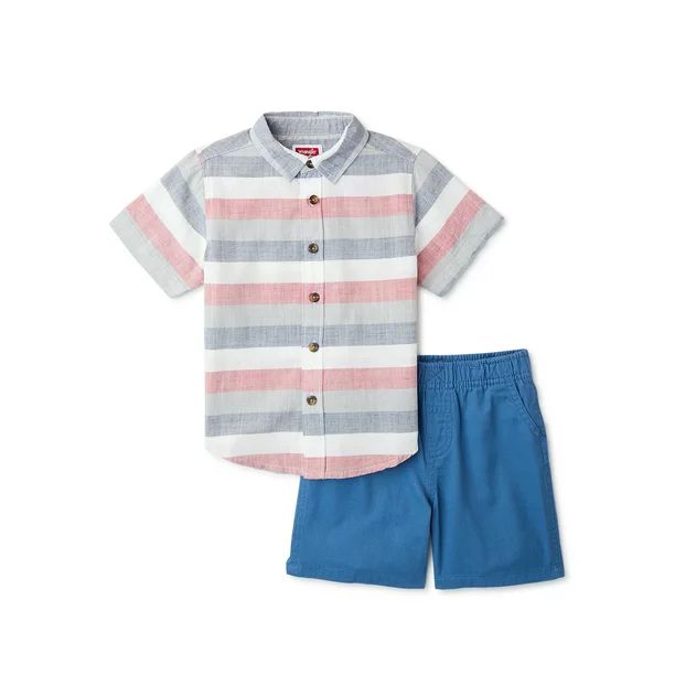 Wrangler Baby & Toddler Boys Short Sleeve Woven Shirt with Woven Shorts, 2-Piece Set, Sizes 12M-5... | Walmart (US)