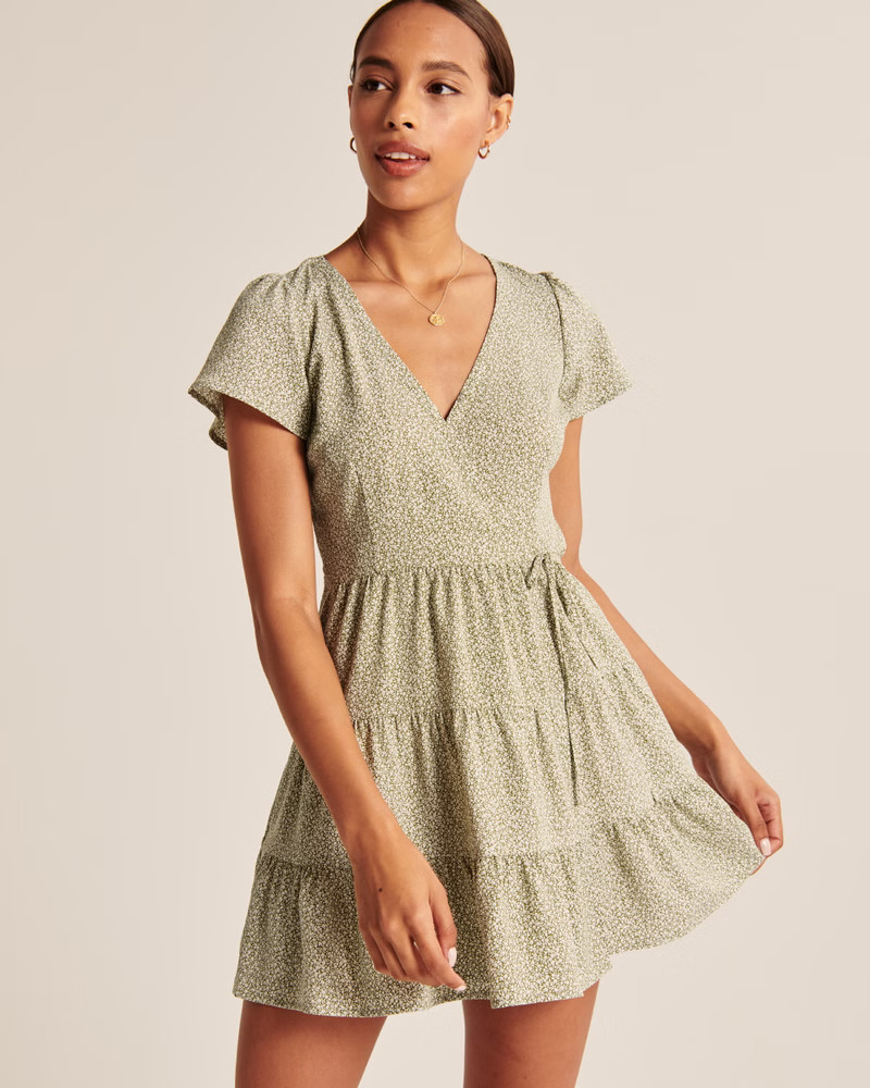 Tiered Wrap Mini Dress | Abercrombie & Fitch (US)