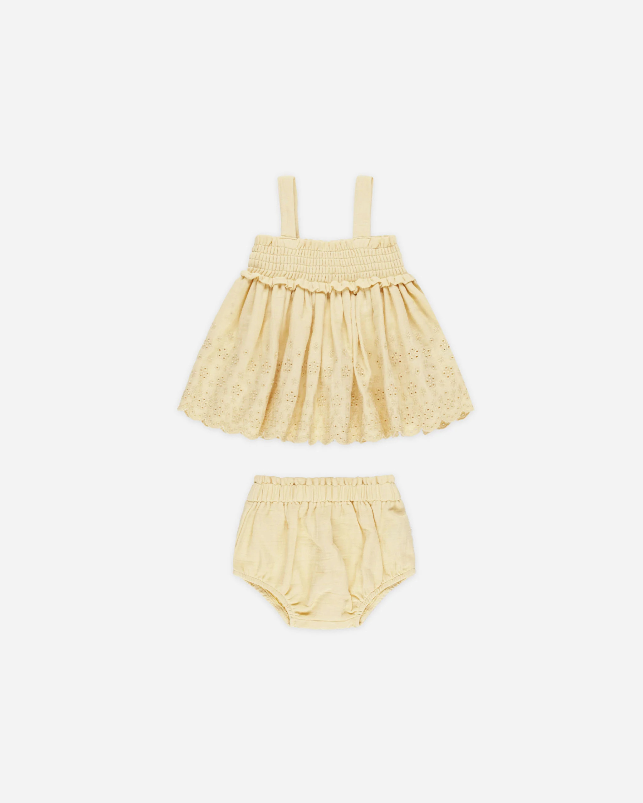 Mae Smocked Top + Bloomer Set || Yellow | Rylee + Cru