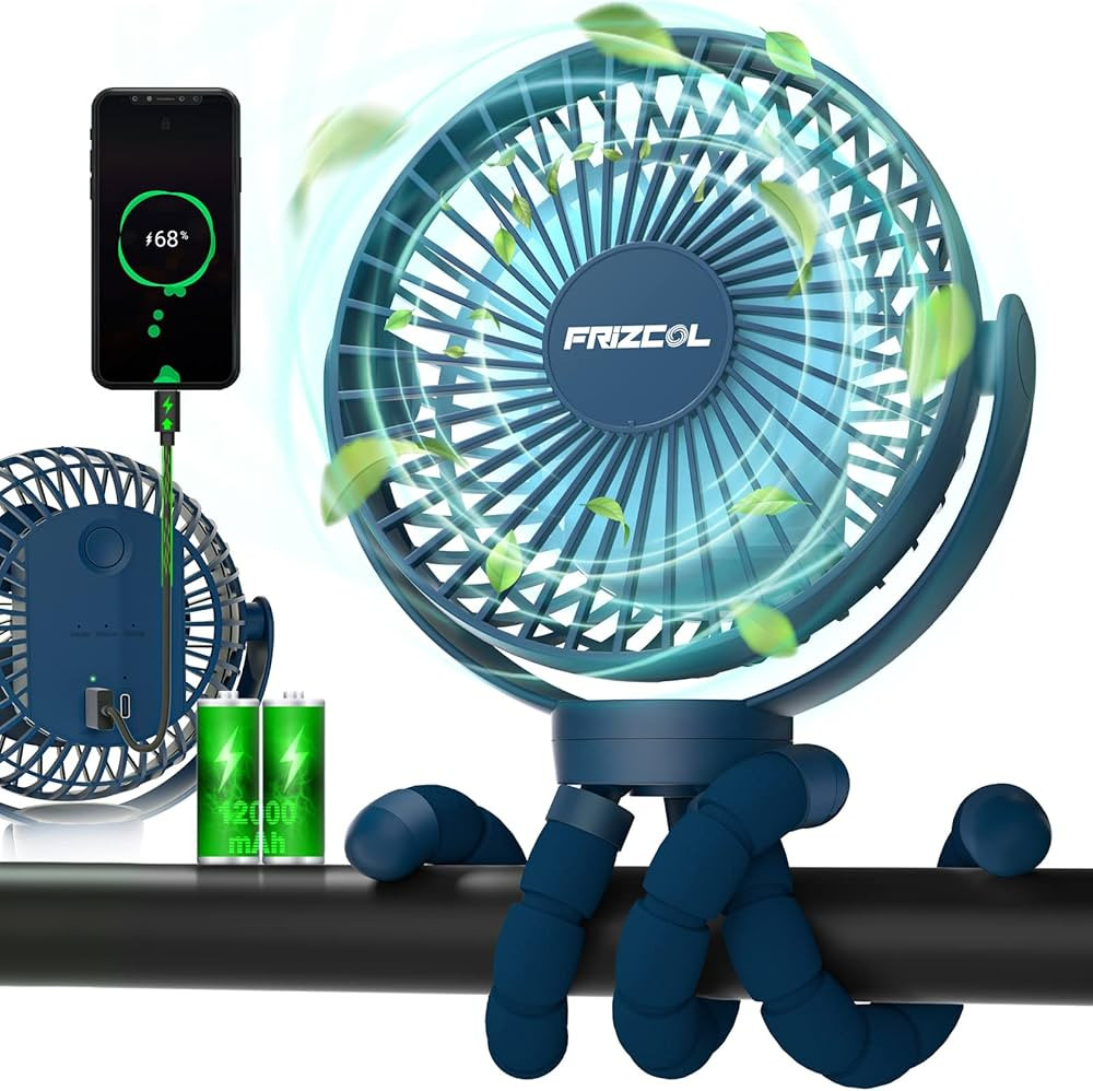 Amazon.com: Portable Fan, 65H 12000mAh Rechargeable Battery Operated Fan,PowerBank Skilled, Flexi... | Amazon (US)