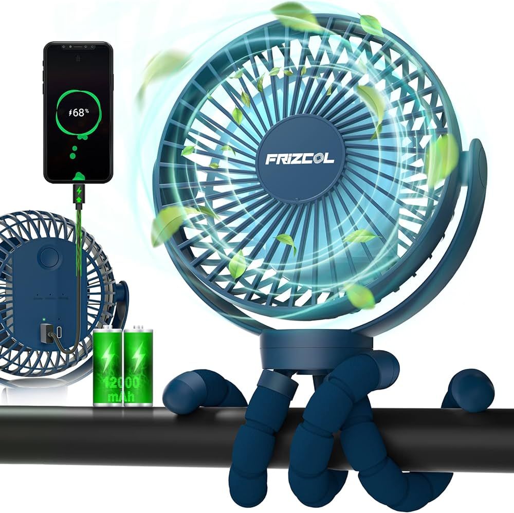 Amazon.com: Portable Fan, 65H 12000mAh Rechargeable Battery Operated Fan,PowerBank Skilled, Flexi... | Amazon (US)