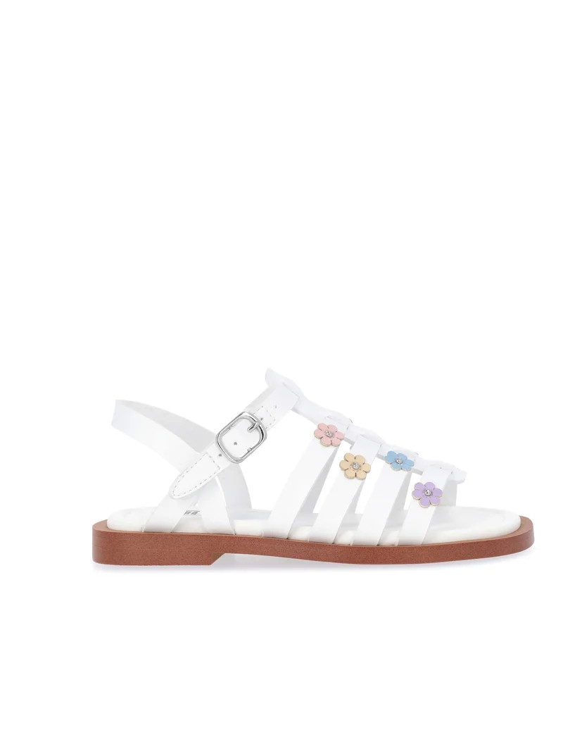 Wonder Nation Toddler Girls Floral Faux Leather Fisherman Sandals | Walmart (US)