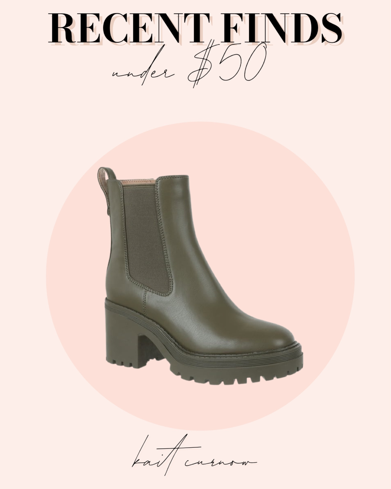 Recent finds under $50 - Olive green lug boots! 

#LTKunder50 #LTKshoecrush #LTKstyletip